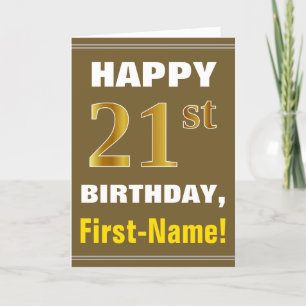 Gras, Brown, Faux Gold 21e anniversaire avec carte
