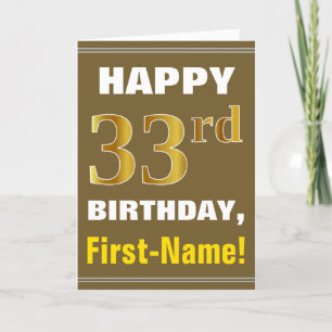 Gras, Brown, Faux Gold 33e anniversaire avec carte
