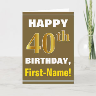 Gras, Brown, Faux Gold 40e anniversaire avec carte