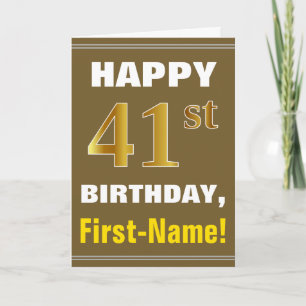 Gras, Brown, Faux Gold 41e anniversaire avec carte