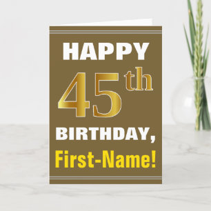 Gras, Brown, Faux Gold 45e anniversaire avec carte
