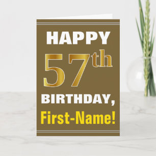 Gras, Brown, Faux Gold 57e anniversaire avec carte