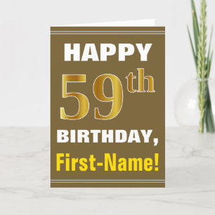 Gras, Brown, Faux Gold 59e anniversaire avec carte
