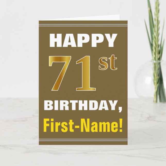 Gras, Brown, Faux Gold 71e anniversaire avec carte (Devant)