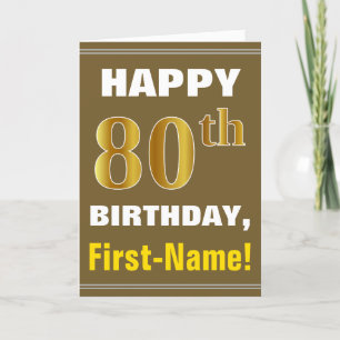 Gras, Brown, Faux Gold 80e anniversaire avec carte