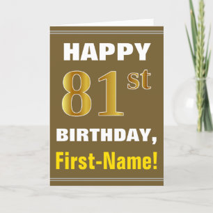 Gras, Brown, Faux Gold 81e anniversaire avec carte