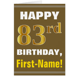 Gras, Brown, Faux Gold 83e anniversaire avec carte