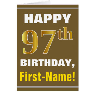 Gras, Brown, Faux Gold 97e anniversaire avec carte