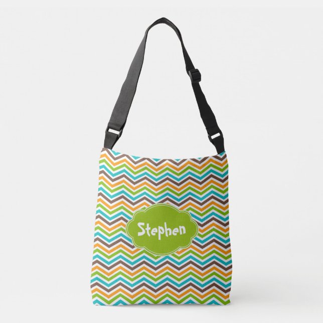 Gras Chevron Stripes Customisé Ajouter un nom Sac (Devant)