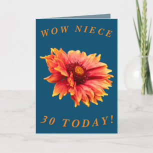 Gras Floral 30e Anniversaire Carte pour la Nièce