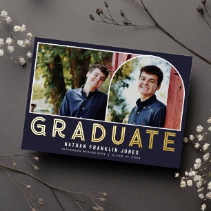 Gras Graduation Arch Photo Foil Invitation