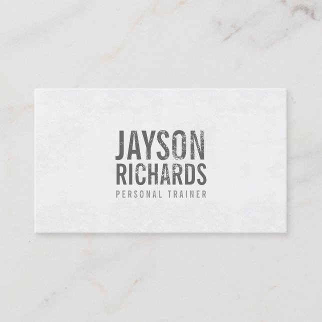 Gras Gris Grunge Stamped Text Carte de visite (Devant)