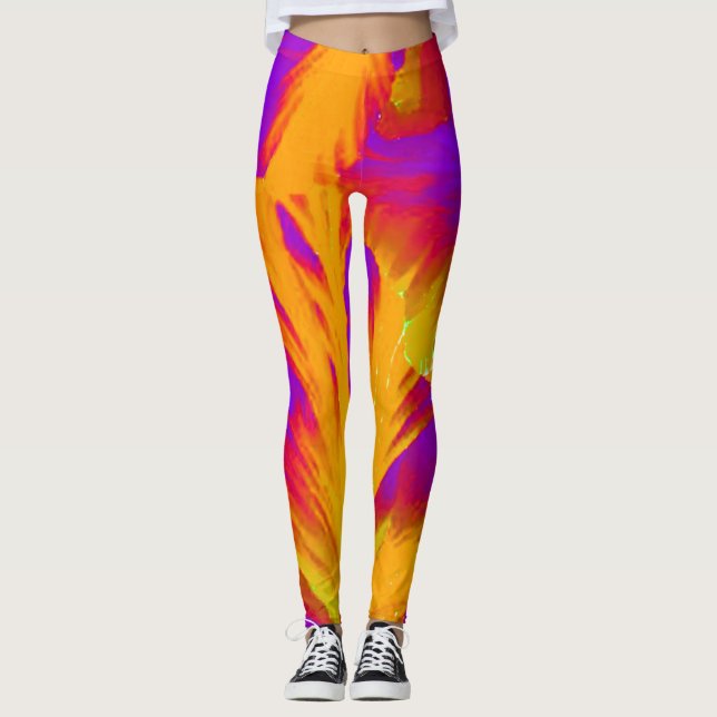 Gras Leggings Orange et Purple Workout en style (Devant)
