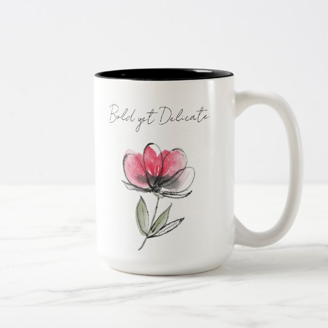 Gras mais délicate - Mug de gribouillis à fleurs r (Droit)