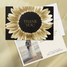 Gras & moderne Black Gold Sunflower Carte de remer