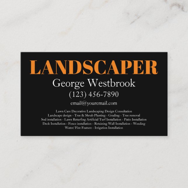 Gras moderne Landscaper Services Cartes de visite (Devant)