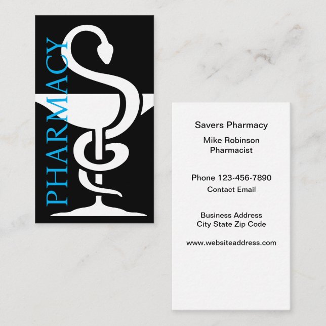 Gras Moderne Pharmacy Thème Cartes de visite (Devant / Derrière)