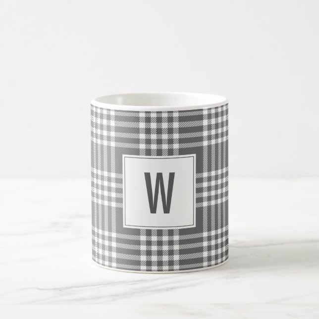 Gras Moderne Plaid Vacances Monogramme Café Mug (Centre)