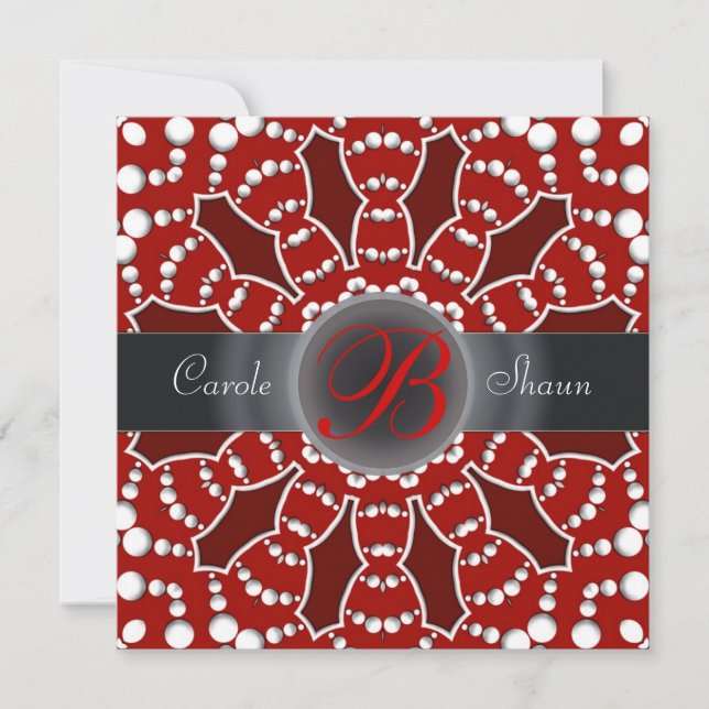 Gras n Faire-part de mariage rouge et blanc altern (Devant)
