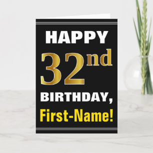 Gras, Noir, Faux Gold 32e anniversaire avec carte 