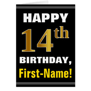 Gras, Noir, Faux Or 14e anniversaire avec carte de