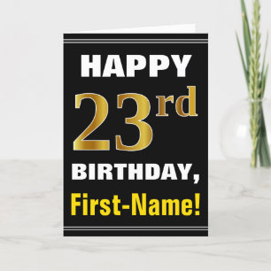 Gras, Noir, Faux Or 23ème anniversaire avec carte 