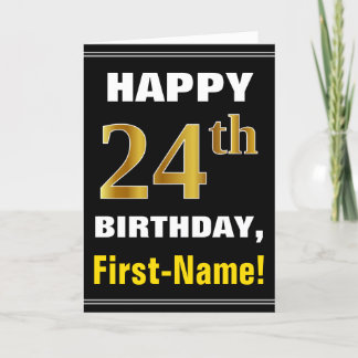 Gras, Noir, Faux Or 24e anniversaire avec carte de