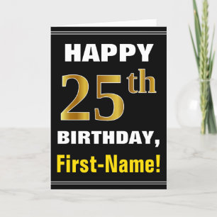 Gras, Noir, Faux Or 25e anniversaire avec carte de