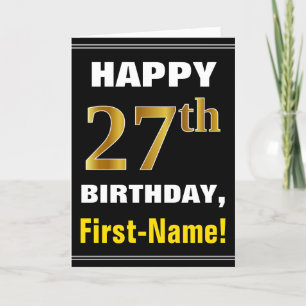 Gras, Noir, Faux Or 27ème anniversaire avec carte 