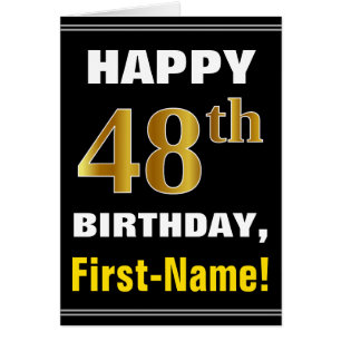 Gras, Noir, Faux Or 48e anniversaire avec carte de