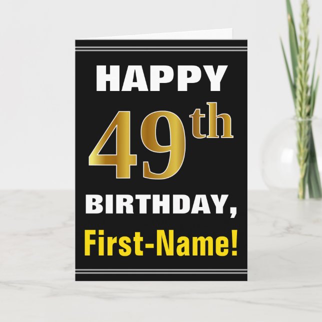 Gras, Noir, Faux Or 49e anniversaire avec carte de (Devant)