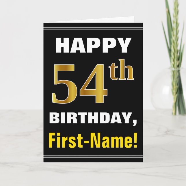 Gras, Noir, Faux Or 54e anniversaire avec carte de (Devant)
