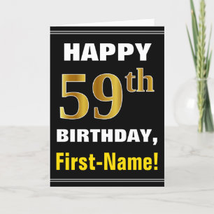 Gras, Noir, Faux Or 59e anniversaire avec carte de