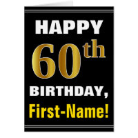 Gras, Noir, Faux Or 60e anniversaire avec carte de