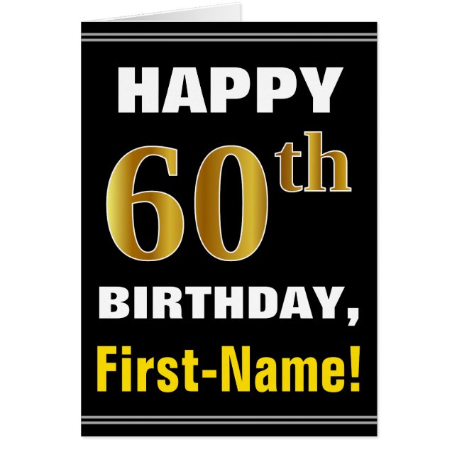 Gras, Noir, Faux Or 60e anniversaire avec carte de (Devant)