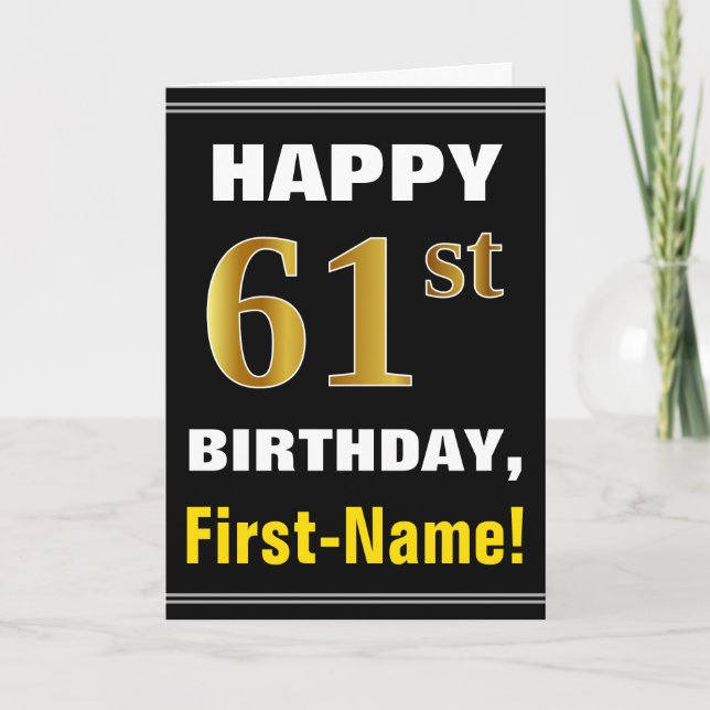 Gras, Noir, Faux Or 61e anniversaire avec carte de (Devant)