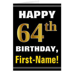 Gras, Noir, Faux Or 64e anniversaire avec carte de