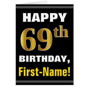 Gras, Noir, Faux Or 69e anniversaire avec carte de