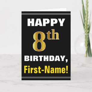 Gras, Noir, Faux Or 8ème anniversaire avec carte d