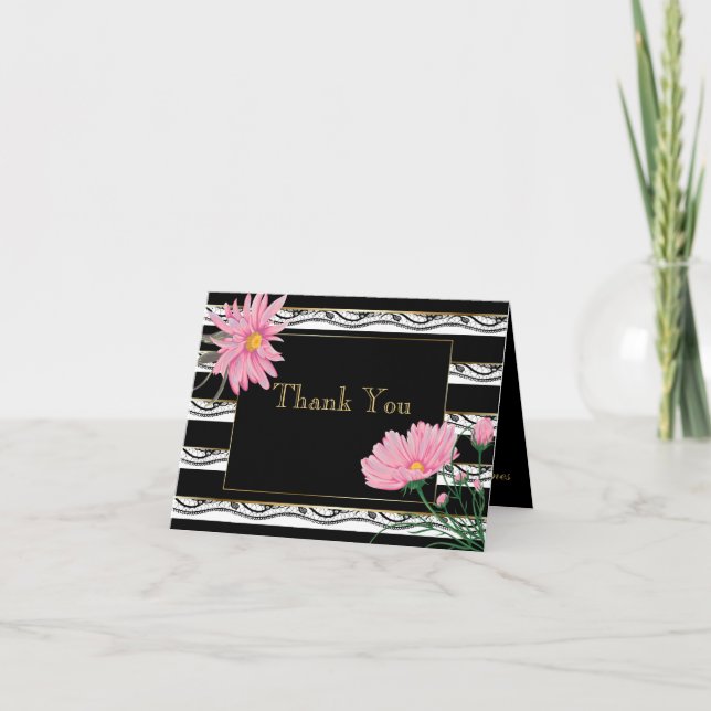 Gras noir rayures rose marguerites Merci (Devant)