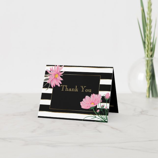 Gras noir rayures rose marguerites Merci (Devant)