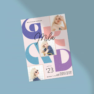 Gras Retro 3 photo Faire-part de graduation