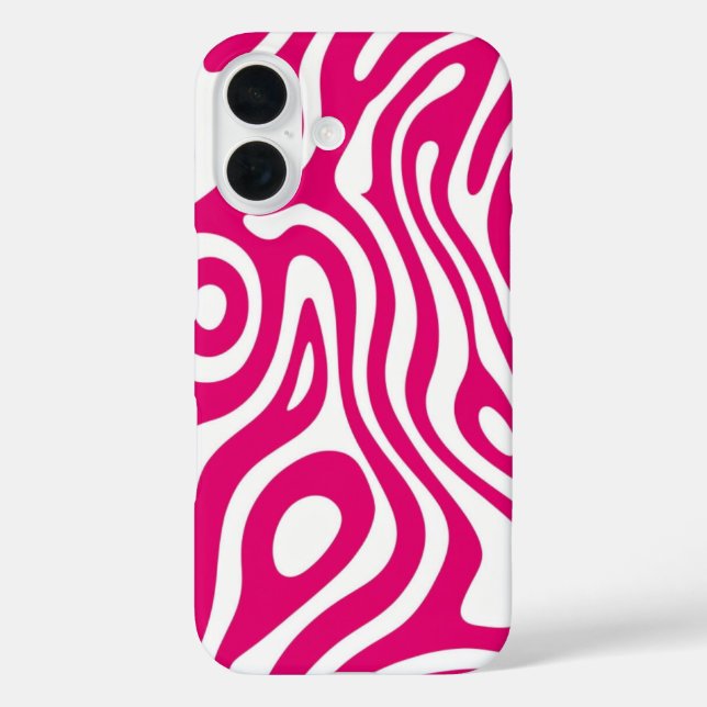 Gras Rose Swirl iPhone 16 coque - Vague rétro (Verso)