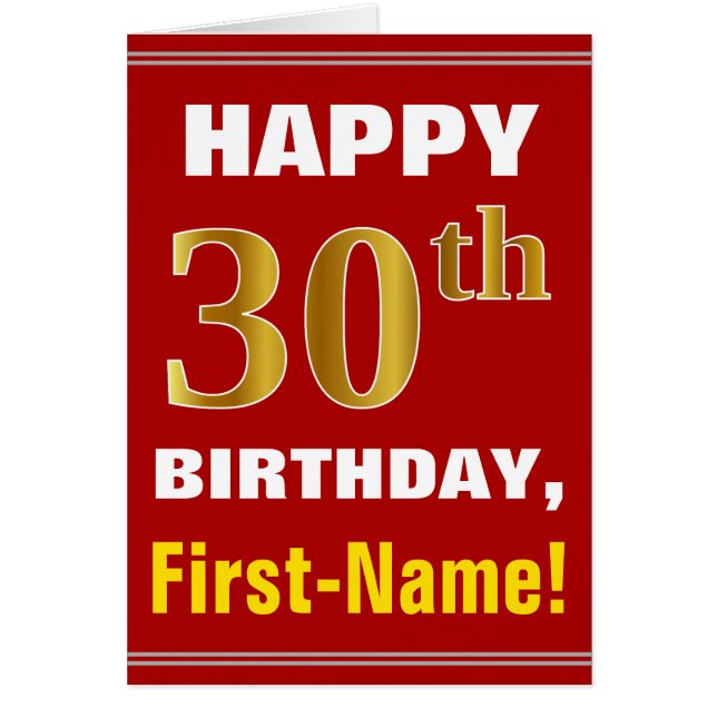 Gras, Rouge, Faux Gold 30e anniversaire avec carte (Devant)