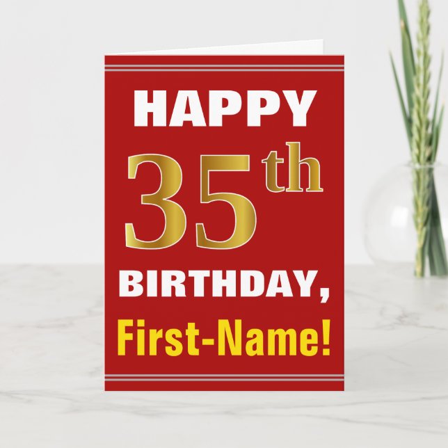 Gras, Rouge, Faux Gold 35e anniversaire avec carte (Devant)