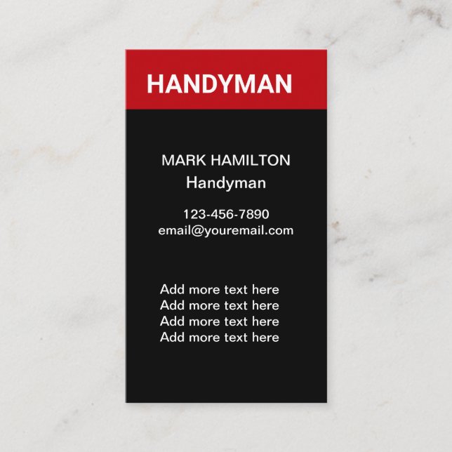Gras simple Carte de visite Handyman (Devant)