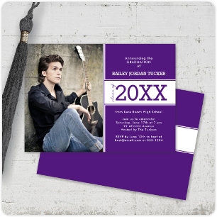 Gras Sporty Purple Photo Faire-part de graduation