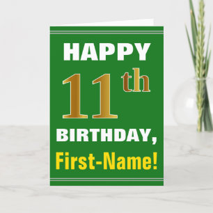 Gras, Vert, Faux Gold 11e anniversaire avec carte 