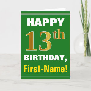 Gras, Vert, Faux Gold 13e anniversaire avec carte 