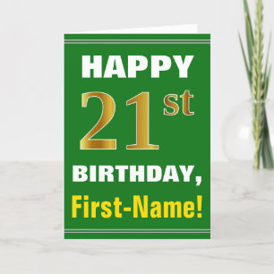 Gras, Vert, Faux Gold 21e anniversaire avec carte 